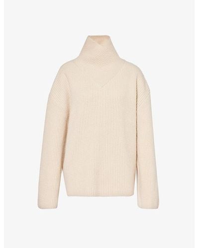 Totême High-neck Brushed-texture Wool Sweater - White