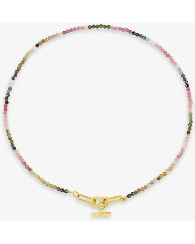 Rachel Jackson Watermelon 22ct -plated Sterling-silver And Tourmaline T-bar Necklace - Natural