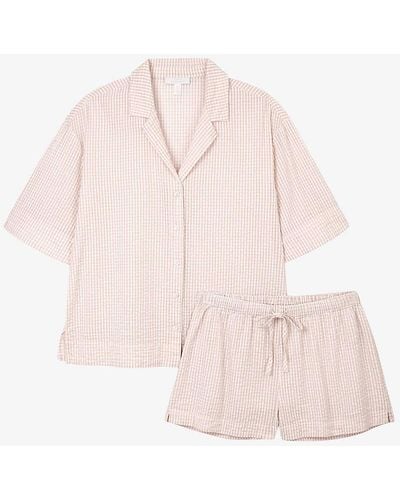 The White Company Gingham,-print Seersucker Organic-cotton Pyjama Set - Pink