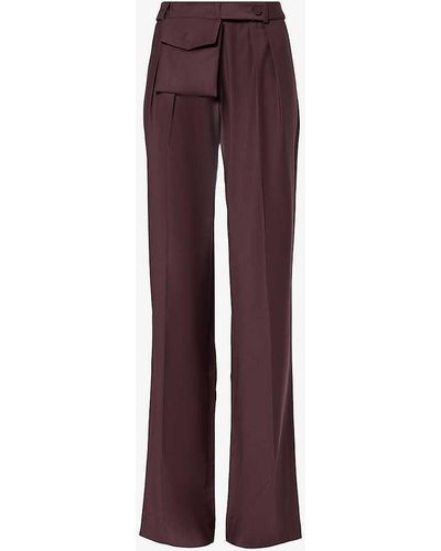 AYA MUSE Sylva Cargo-pocket High-rise Straight-leg Woven Trouser - Purple