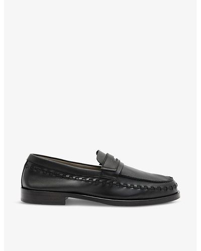 AllSaints Sammy Weave Slip-on Leather Loafers - Black