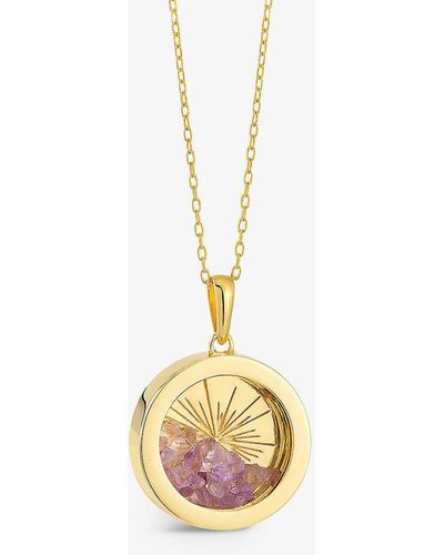 Rachel Jackson Sunburst Amulet Medium 22ct Gold-plated Sterling Silver And Amethyst Necklace - Metallic