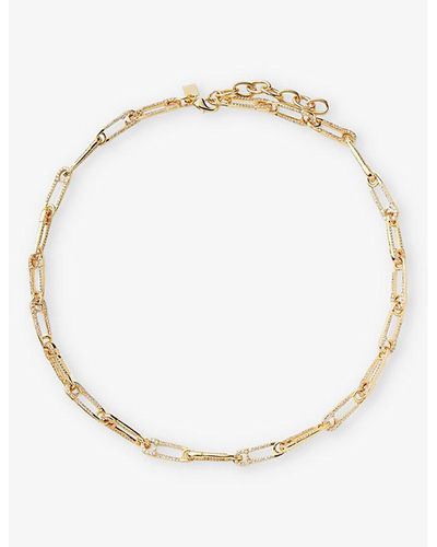 Crystal Haze Jewelry Locked 18ct Yellow Gold-plated Brass And Cubic Zirconia Chain Necklace - Metallic