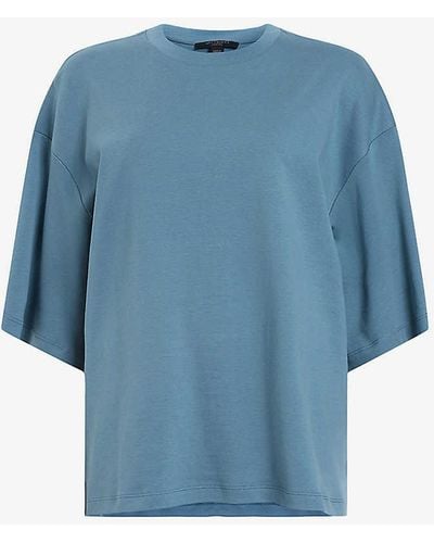 AllSaints Amelie Relaxed-fit Short-sleeve Organic-cotton T-shirt - Blue