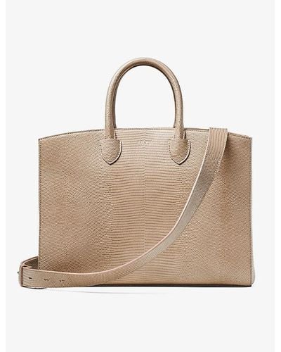 Aspinal of London Madison Logo-print Grained-leather Tote Bag - Natural