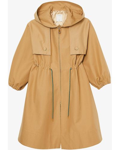 Sandro Cyrus Oversized Balloon-sleeved Organic-cotton Hooded Trench Coat - Multicolor