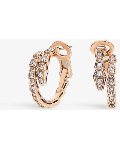 BVLGARI Serpenti Viper 18ct Rose-gold And 0.75ct Diamond Earrings - White