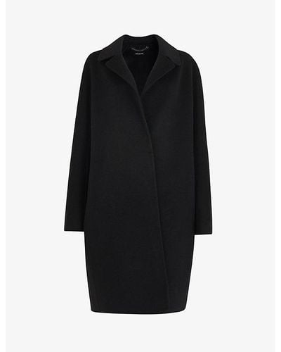 Whistles Double-faced Cocoon-shape Wool Coat - Black