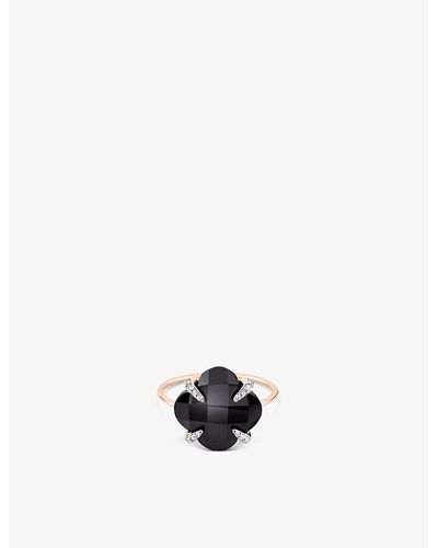The Alkemistry X Morganne Bello Clover 18ct Rose-gold, 3.74ct Black Onyx And 0.06ct Diamond Ring - White