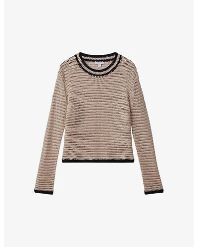 Reiss Astrid Contrast-tip Relaxed-fit Knitted Jumper - Natural