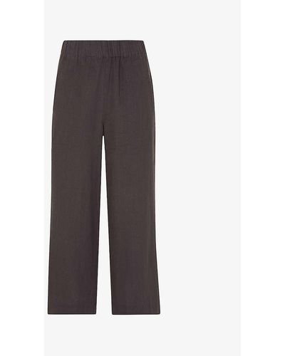 Whistles Relaxed-fit Cropped Linen Trousers - Multicolour