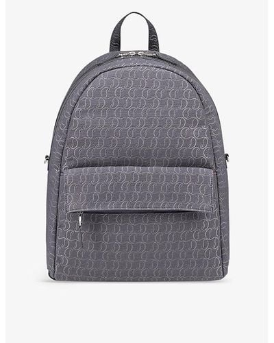 Christian Louboutin Zip N Flap Logo-jacquard Cotton And Leather Backpack - Gray