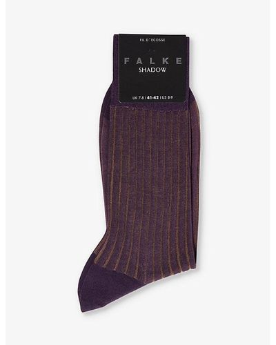 FALKE Shadow Striped Cotton-blend Socks - Purple