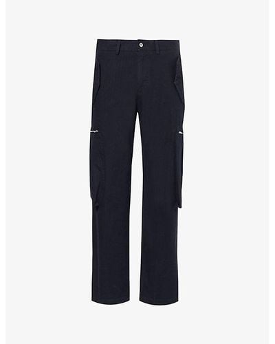 Represent Workshop Flap-pocket Relaxed-fit Cotton Pants - Blue