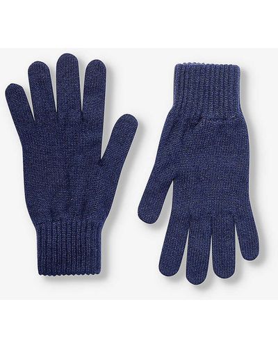 Johnstons of Elgin Ribbed-cuff Knitted Cashmere Gloves - Blue