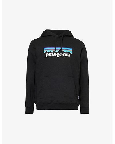 Patagonia P-6 Uprisal Brand-print Recycled Polyester And Recycled Cotton-blend Hoody - Black