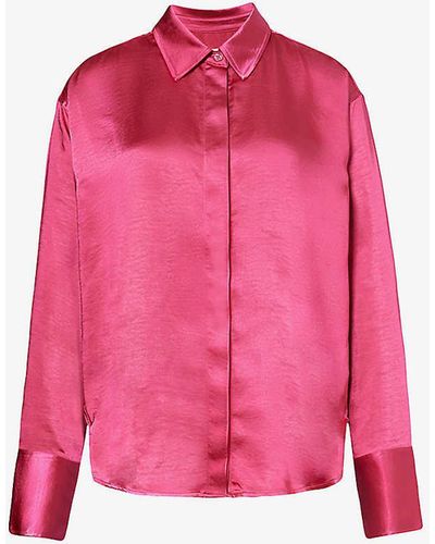 GOOD AMERICAN Scuba Satin-texture Relaxed-fit Woven Shirt - Pink