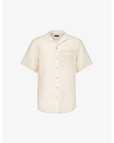 Giorgio Armani Slip-pocket Semi-sheer Woven Shirt - Natural