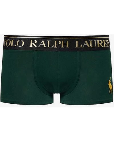 Polo Ralph Lauren Branded-waistband Stretch-cotton Trunks Xx - Green