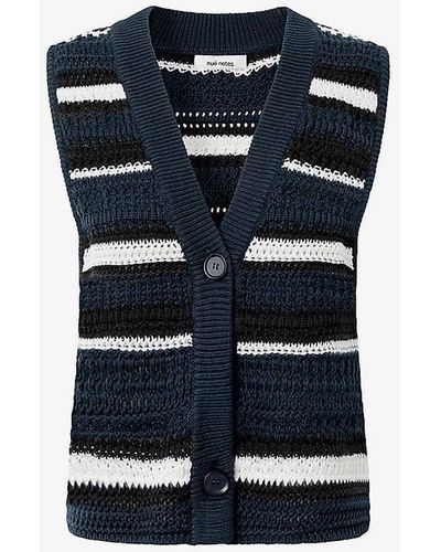 Nué Notes Rodney Stripe Crochet-knit Vest - Blue