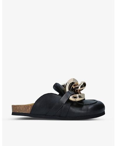 JW Anderson Chain-embellished Leather Loafers - Black