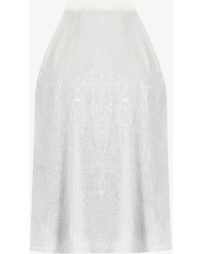 Ro&zo Halterneck Bow-back Sequin-embellished Top - White