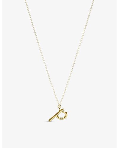 The Alkemistry Love Letter P Initial 18ct Yellow-gold Pendant Necklace - White