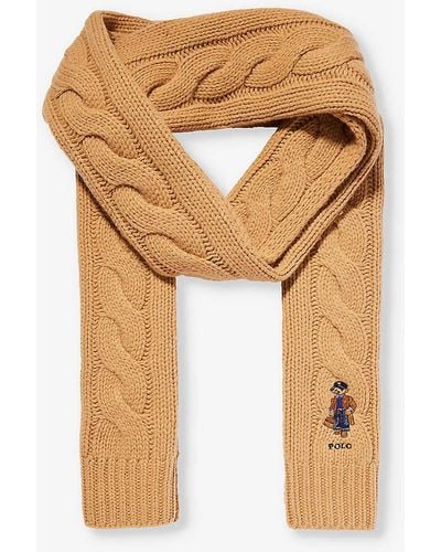 Polo Ralph Lauren Logo-embroidered Wool And Recycled-nylon Blend Scarf - Natural