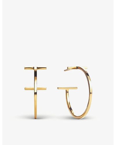 Tiffany & Co. Tiffany T Wire Medium 18ct Yellow-gold Hoop Earrings - Metallic