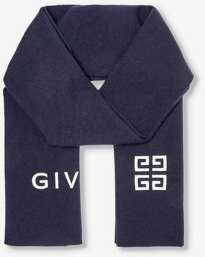 Givenchy 4g Brand-logo Wool Scarf - Blue