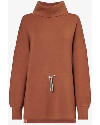 Varley Freya High-neck Stretch-woven Blend Sweatshirt - Brown