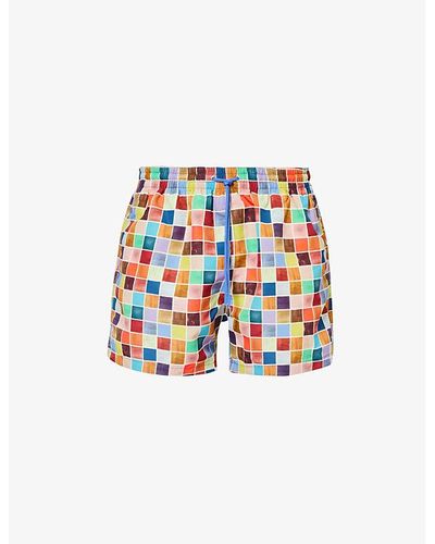 Paul Smith Square Graphic-print Recycled-polyester Swim Shorts X - White