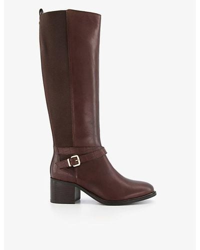 Dune Tildings Knee-high Leather Boots - Brown