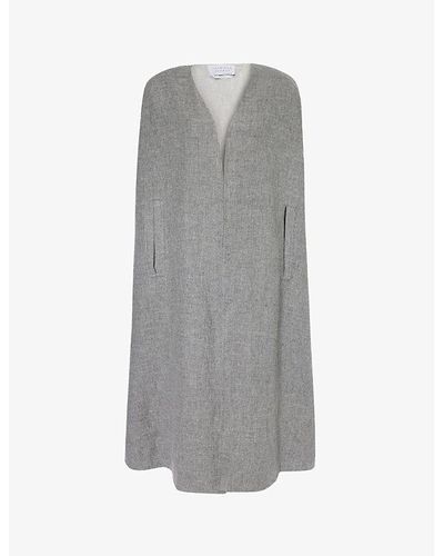 Gabriela Hearst Lindlow Side-pocket Cashmere And Linen-blend Cape - Grey