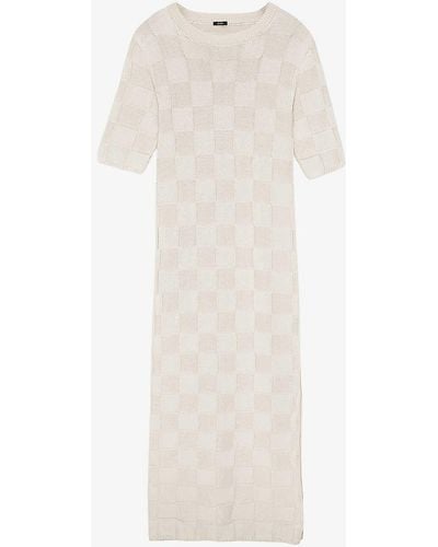 JOSEPH Vichy Slim-fit Textured Silk And Cotton-blend Maxi Dress - White