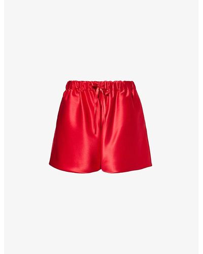 Simone Rocha Lady Boxer Bow-embellished Satin Shorts - Red