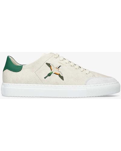 Axel Arigato Clean 90 Bird-embroidered Suede Low-top Trainers - White