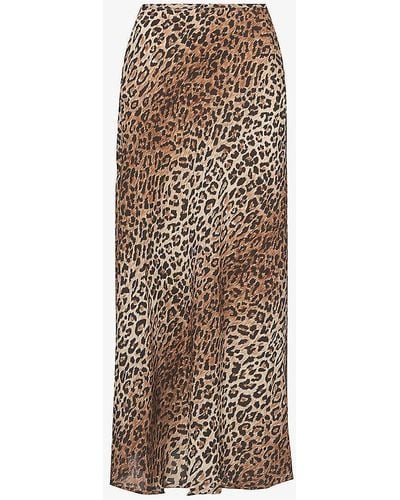 RIXO London Kelly -print Woven-blend Maxi Skirt - Natural
