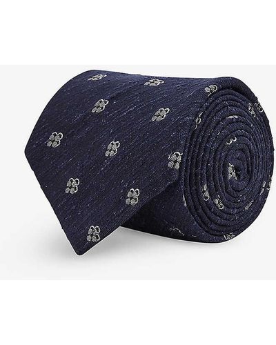 Reiss Vy Francesco Floral-pattern Silk-blend Tie - Blue