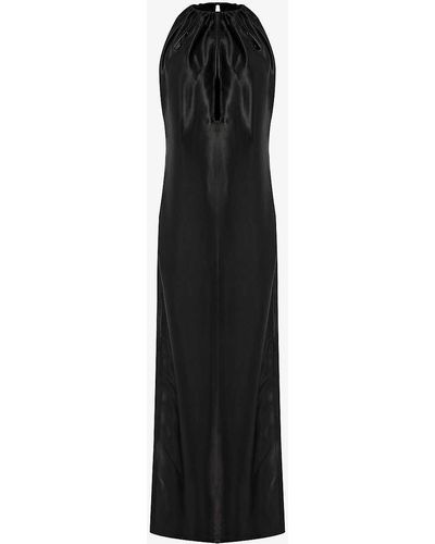 Bottega Veneta Knot-embellished Split-hem Woven Maxi Dress - Black