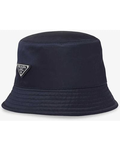 Prada Logo-plaque Recycled-nylon Bucket Hat - Blue