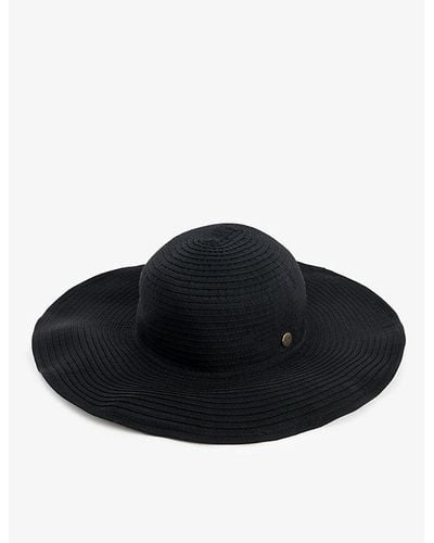Seafolly Lizzy Brand-plaque Woven Hat - Black