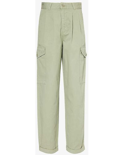 Carhartt Collins Tapered-leg Mid-rise Organic-cotton Trousers - Green