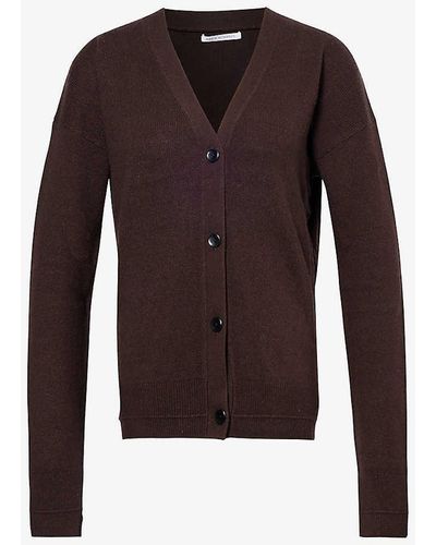 Maria McManus Boyfriend Brushed-texture Recycled Cashmere And Organic Cotton Knitted Cardigan - Purple