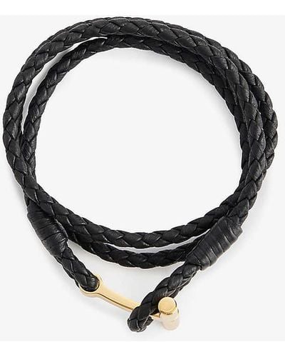 Tom Ford Braided T-bar Leather Bracelet X - Black