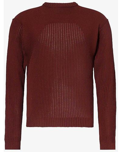 Rick Owens Hen Biker Ribbed Cotton Knitted Jumper - Red