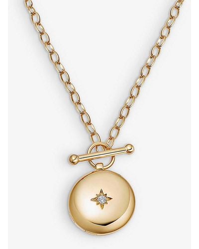 Astley Clarke Biography 18ct Yellow Gold-plated Vermeil Sterling-silver And White Sapphire Locket Necklace - Metallic