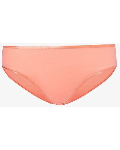 Hanro Seamless Ribbed Mid-rise Cotton Briefs - Pink