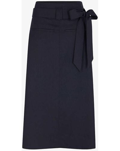 Soeur Versailles Belted Stretch-woven Midi Skirt - Blue
