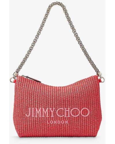Jimmy Choo Callie Raffia Shoulder Bag - Red